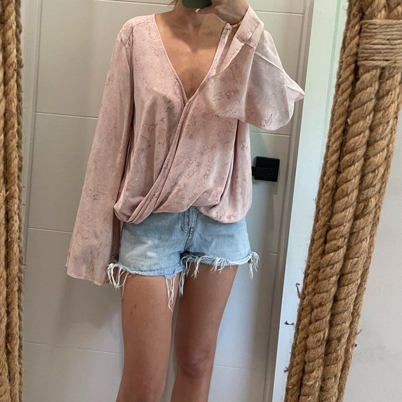 Planet Blue Tops - Planet Blue Boho Chic Blouse - Pink - Size XS